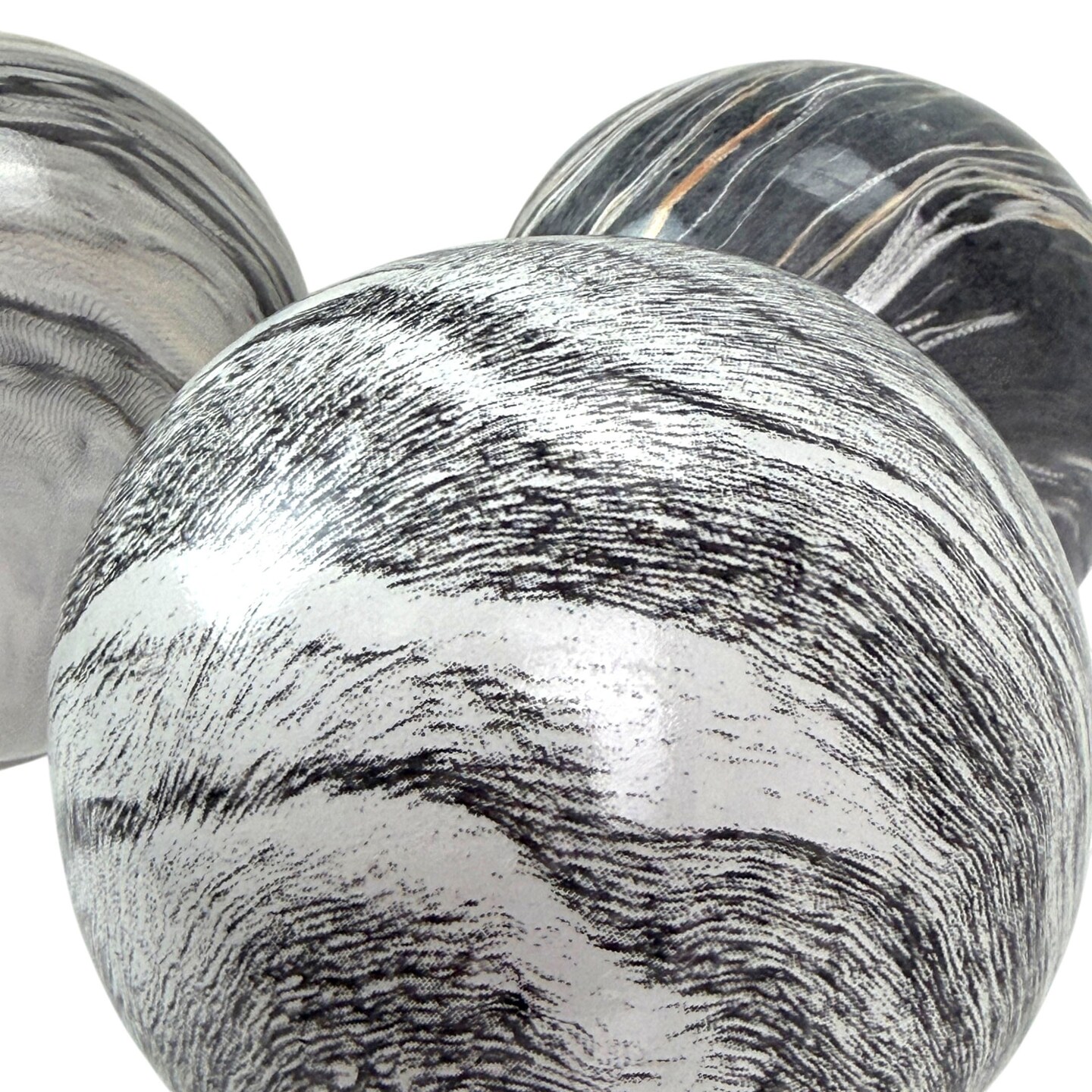 Decorative Ceramic Orbs Set Glossy Marbled Freestanding Spheres 3.5 In