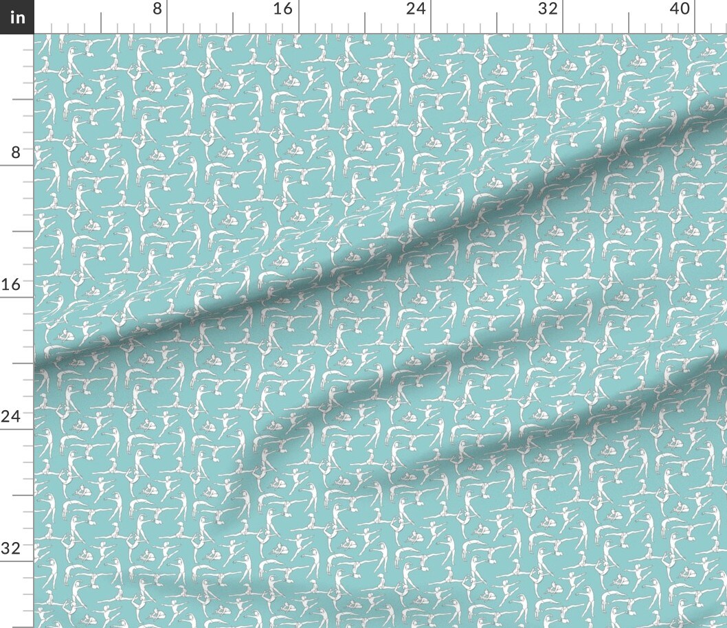 Light Blue Gymnastics Sports Exercise Gymnast Womens Custom Printed Fabric by Spoonflower Various Fabrics by the Yard or Fat Quarter