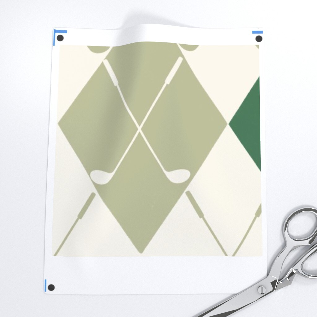Argyle Preppy Golf Clubs Plaid Sports Diamond Custom Printed Fabric by Spoonflower Various Fabrics by the Yard or Fat Quarter