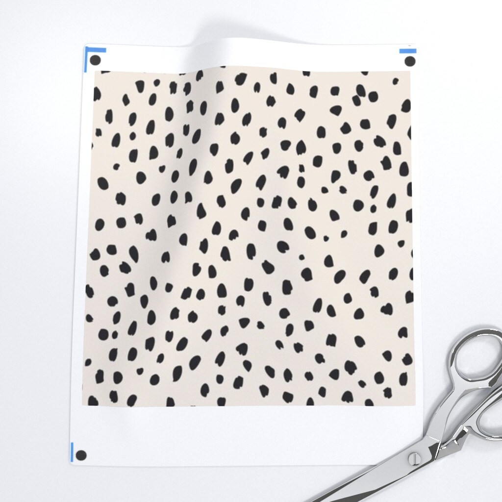 Black Beige Cream Dots Spots Gender Neutral Custom Printed Fabric by Spoonflower Various Fabrics by the Yard or Fat Quarter