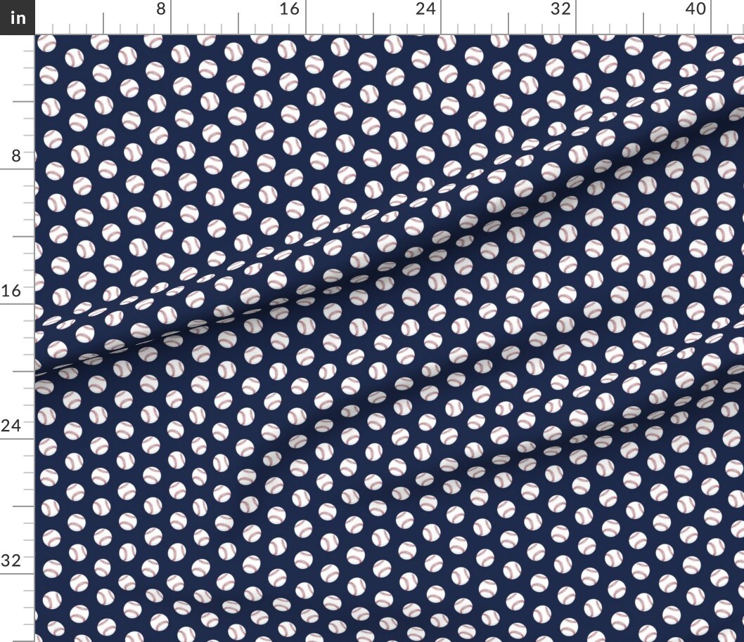 Baseballs Dark Blue Navy Trendy Baseball Sports Spring Custom Printed Fabric by Spoonflower Various Fabrics by the Yard or Fat Quarter