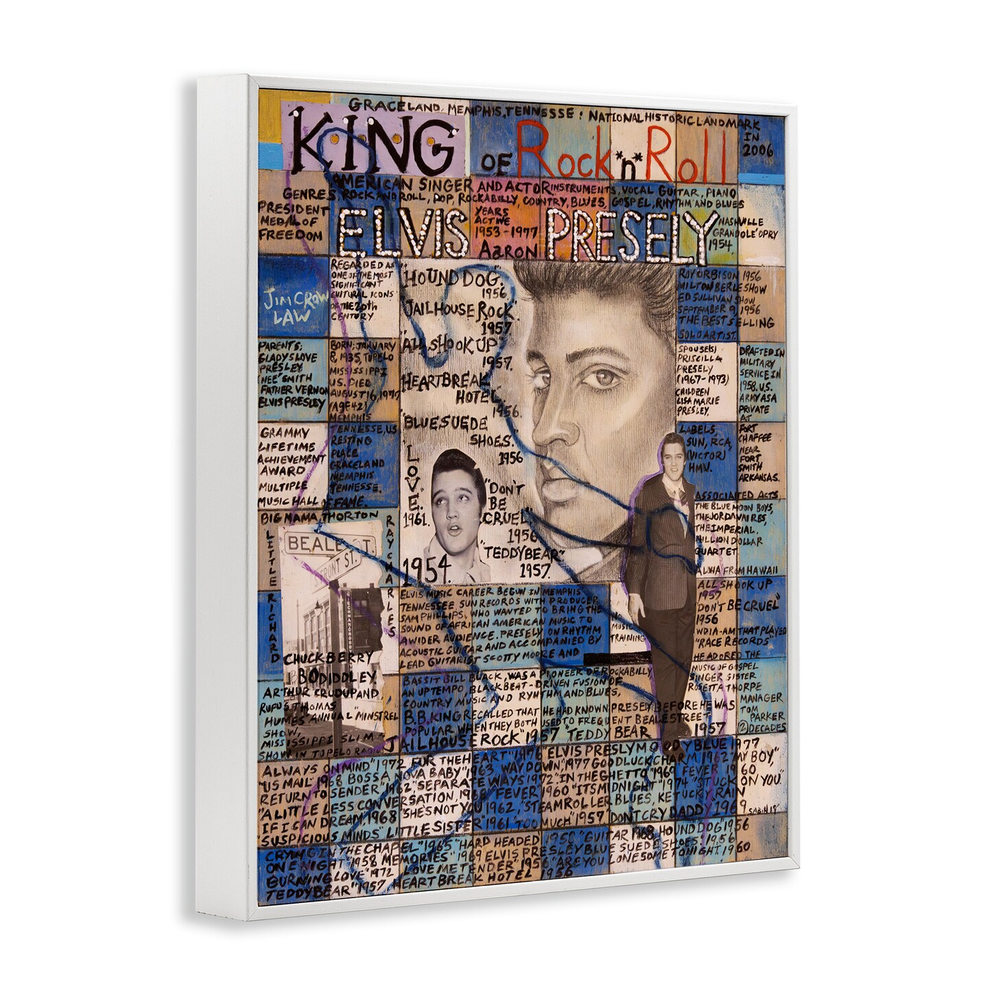 Stupell Industries Elvis Presley Collage Framed Giclee Wall Art Design by Sabin