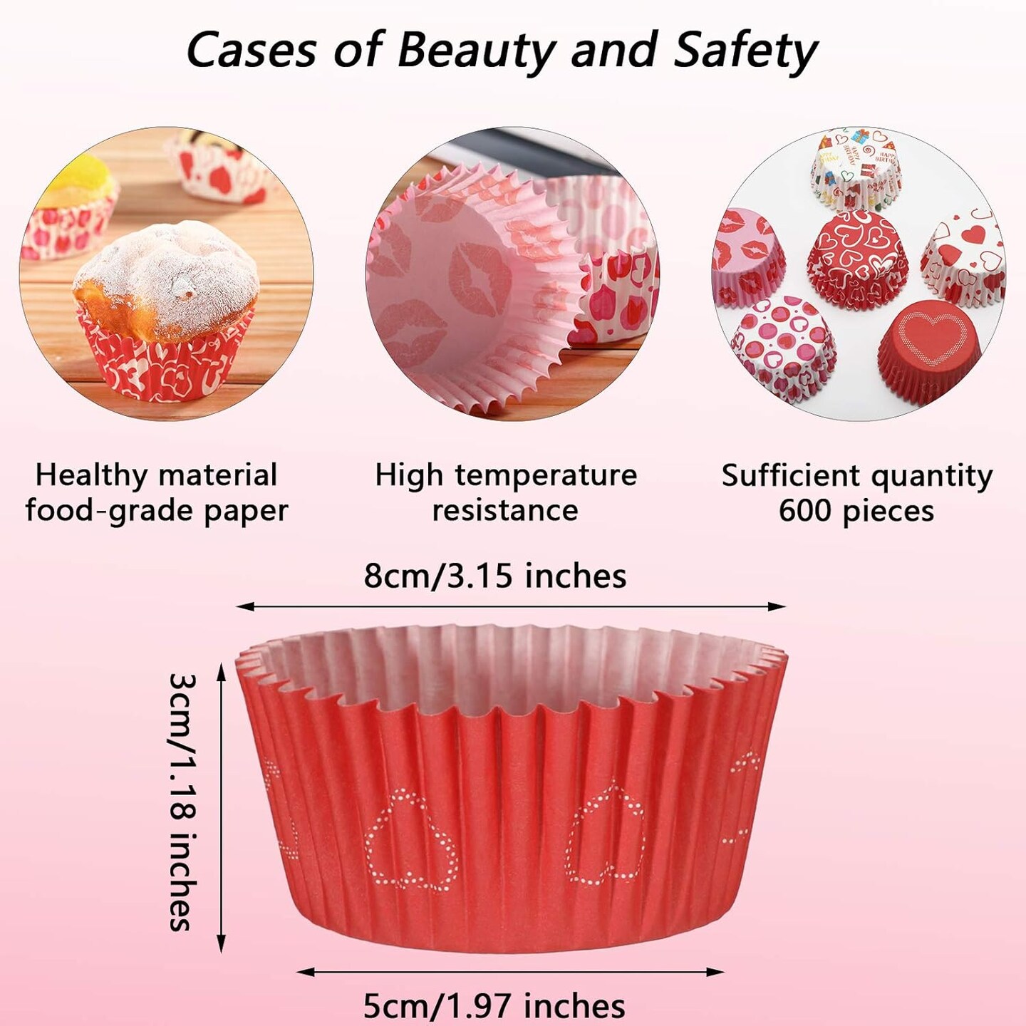 600 Pieces Valentine&#x27;s Day Cupcake Liners Baking Cups Holiday Party Baking Cups