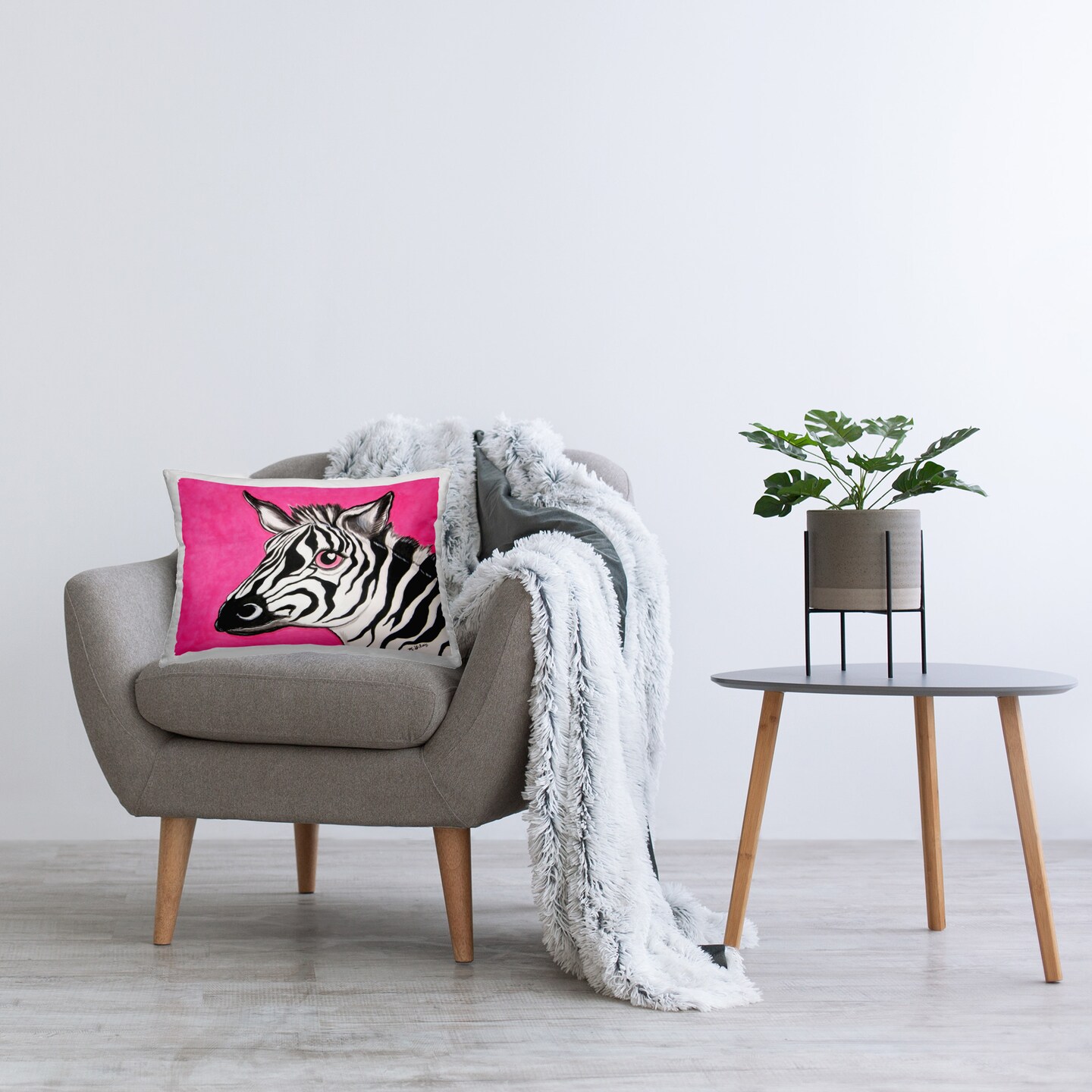 Heart Eyes Zebra Design by Michelle Gilsey Throw Pillow 