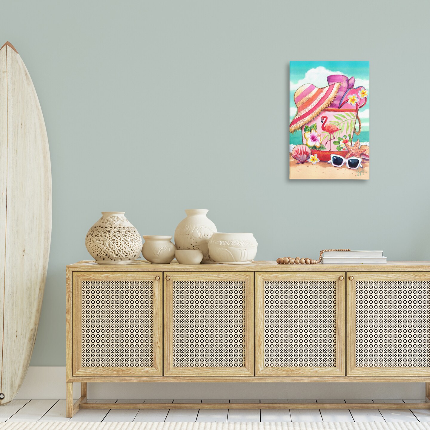 Stupell Industries Floral Beach Bag Canvas Wall Art Design by Geoff Allen