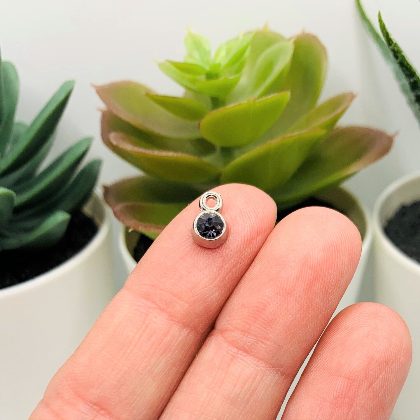 4, 20 or 50 Pieces: Small Dark Purple February Birthstone Rhinestone Charms