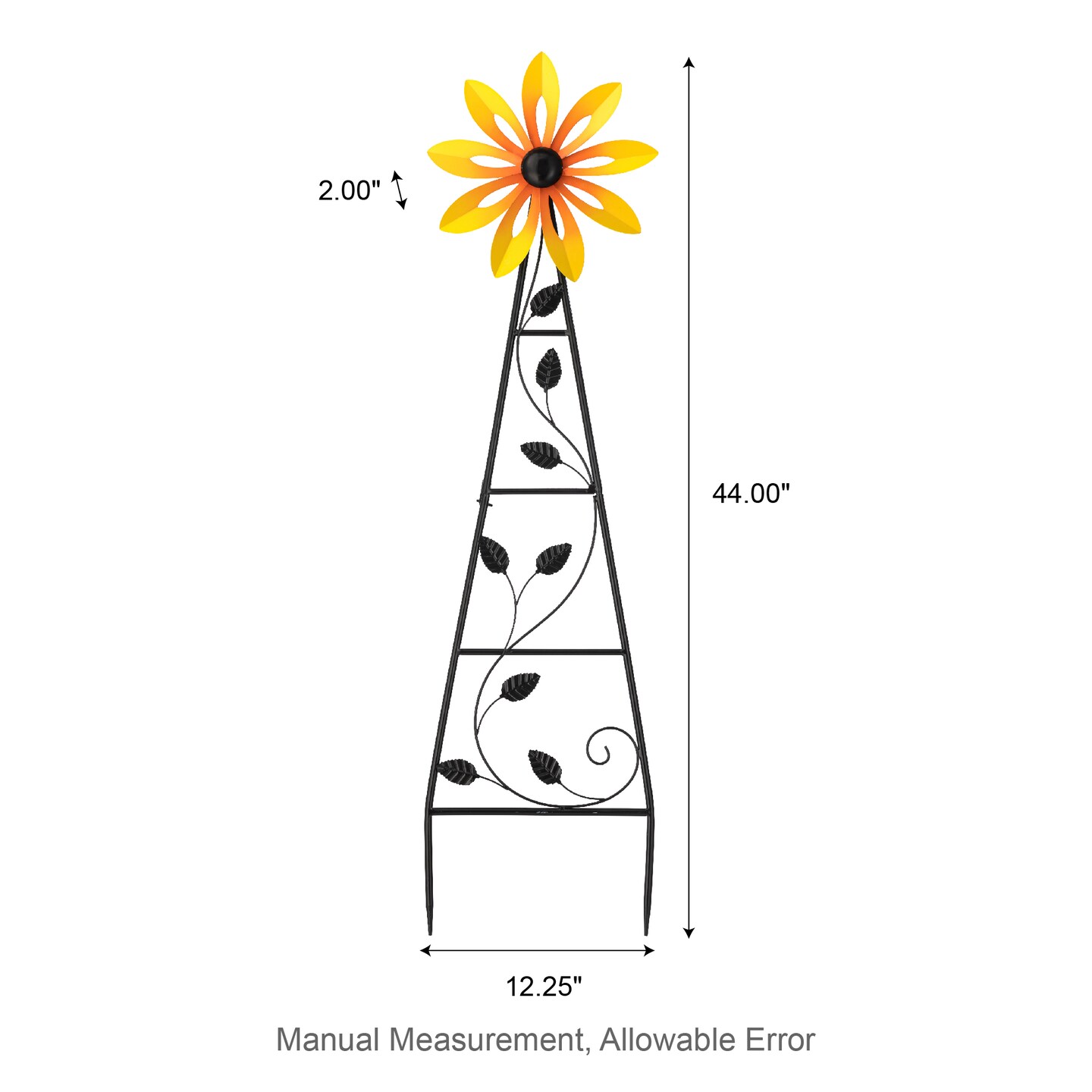 Set of 2 44&#x22;H Metal Yellow &#x26; Blue Flower Wind Spinner Yardstakes