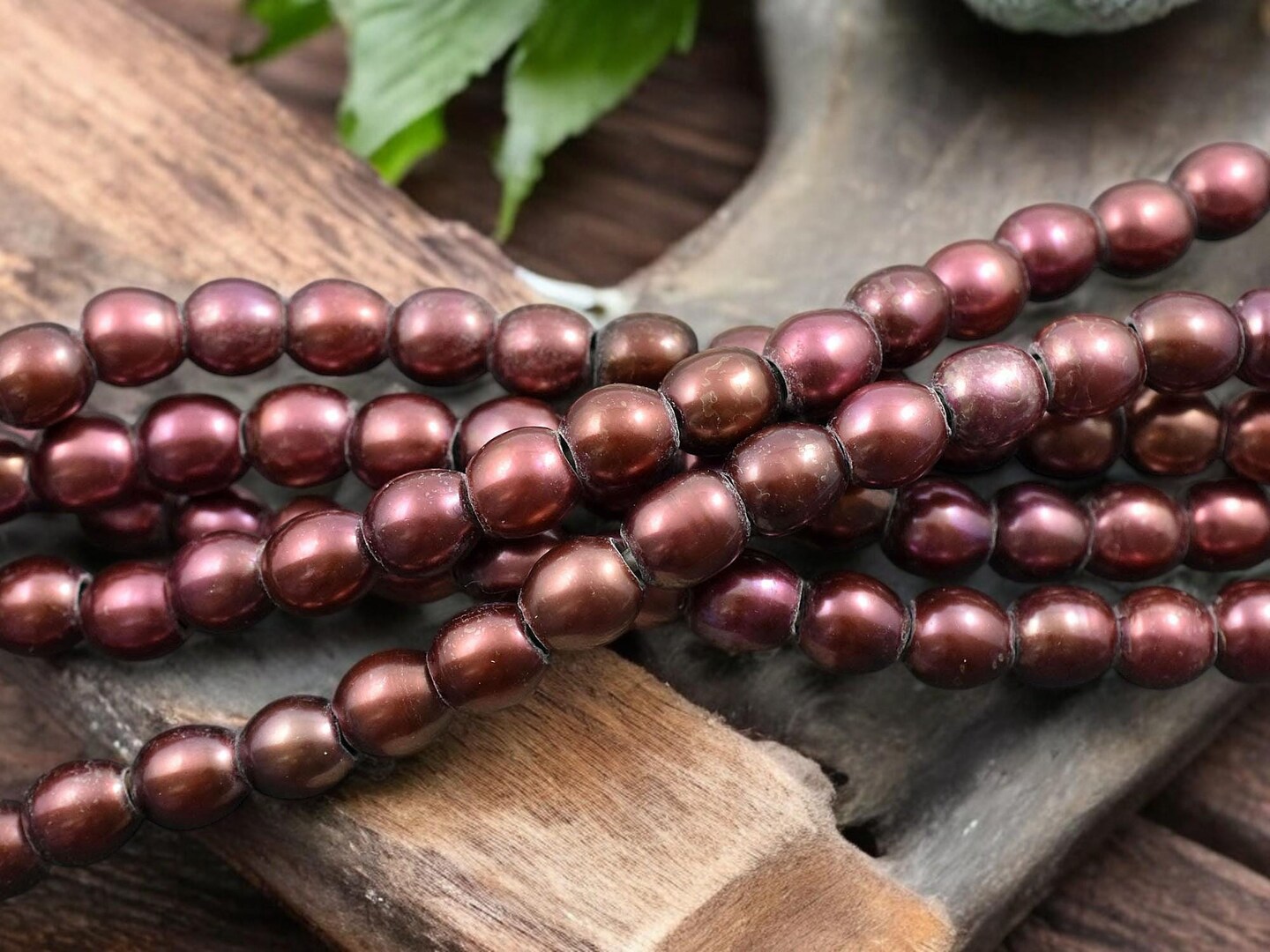 8mm Pink Bronze Large Hole Fresh Water Potato Pearls (8&#x22; Strand)