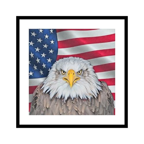 Bald eagle USA framed art home wall decor 19x19