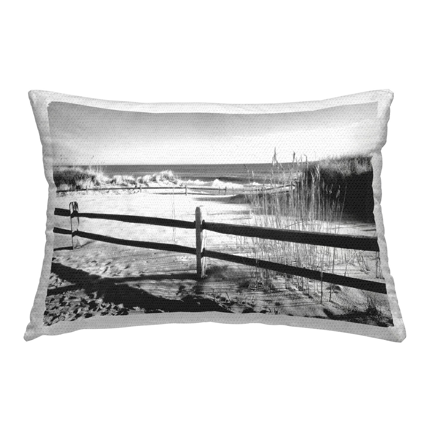 Beach Fence Shadow Design by GraffiTee Studios Outdoor Printed Pillow
