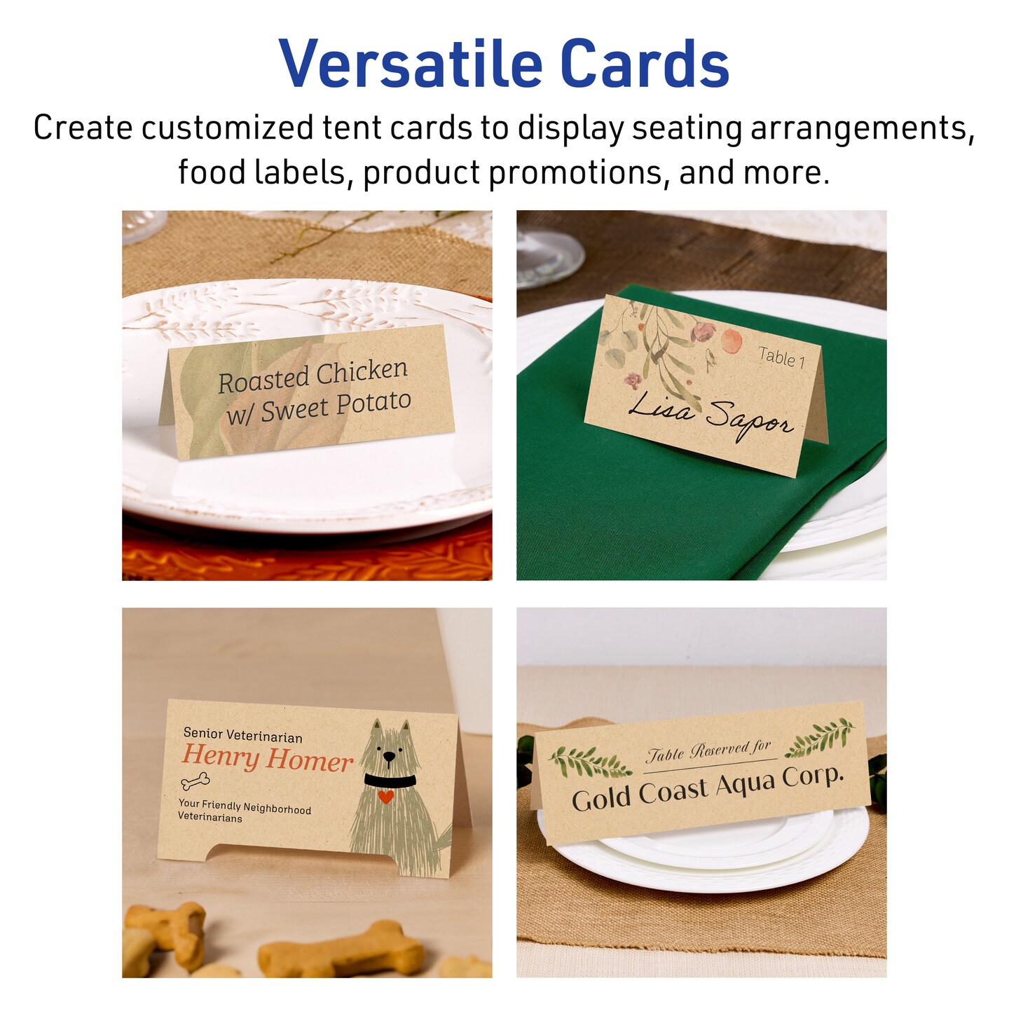 Avery Kraft Brown Tent Cards, 2-1/6&#x22; x 4&#x22; Rectangle