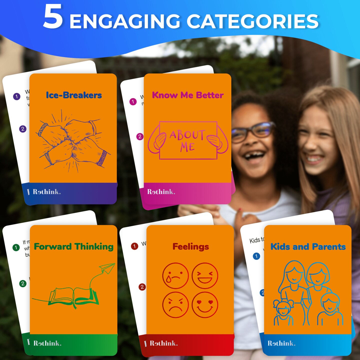 Rethink!: Conversation Starters for Kids | 500 Conversation Cards Family Pack