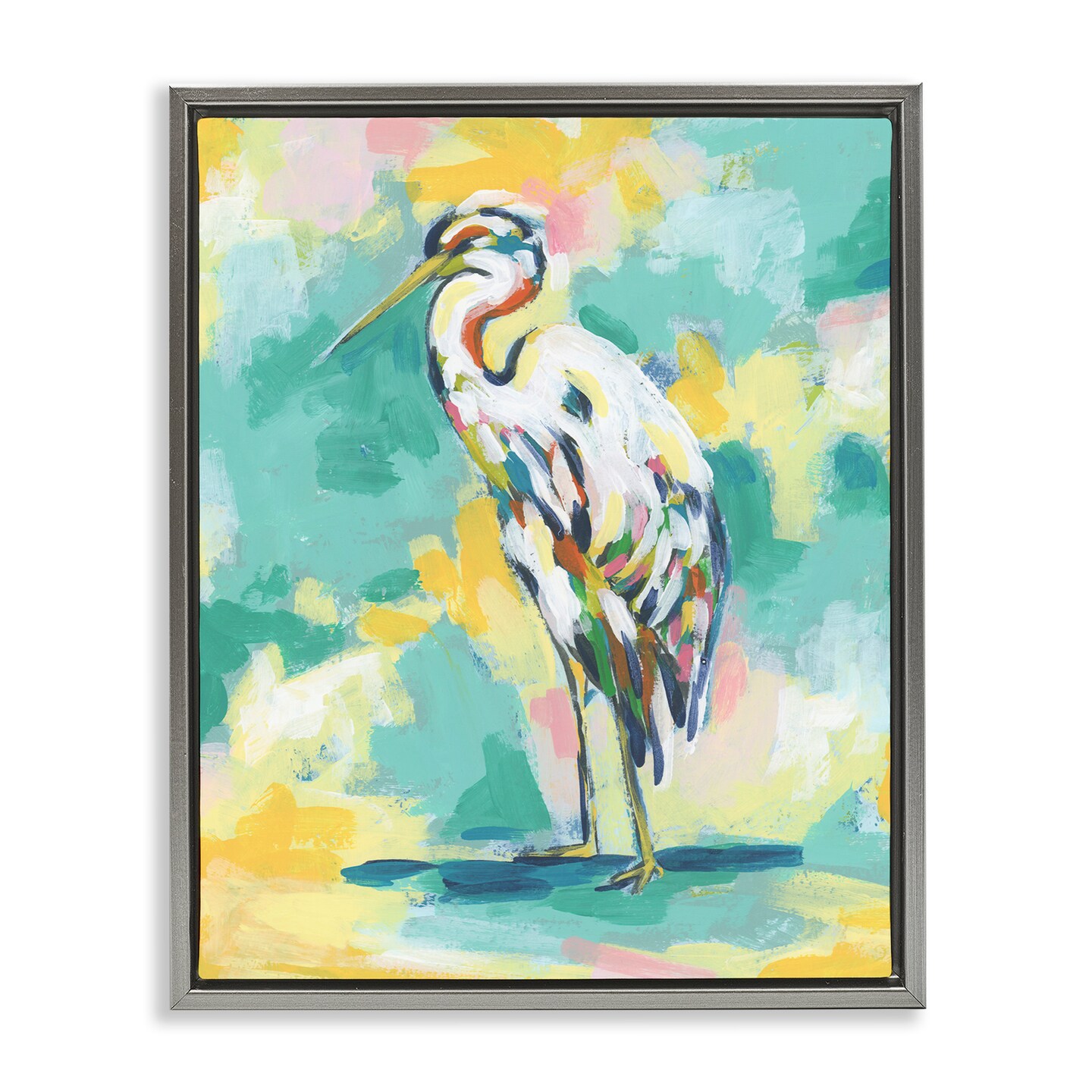Stupell Industries Blue Modern Crane Framed Floater Canvas Wall Art Design by Michael Willett