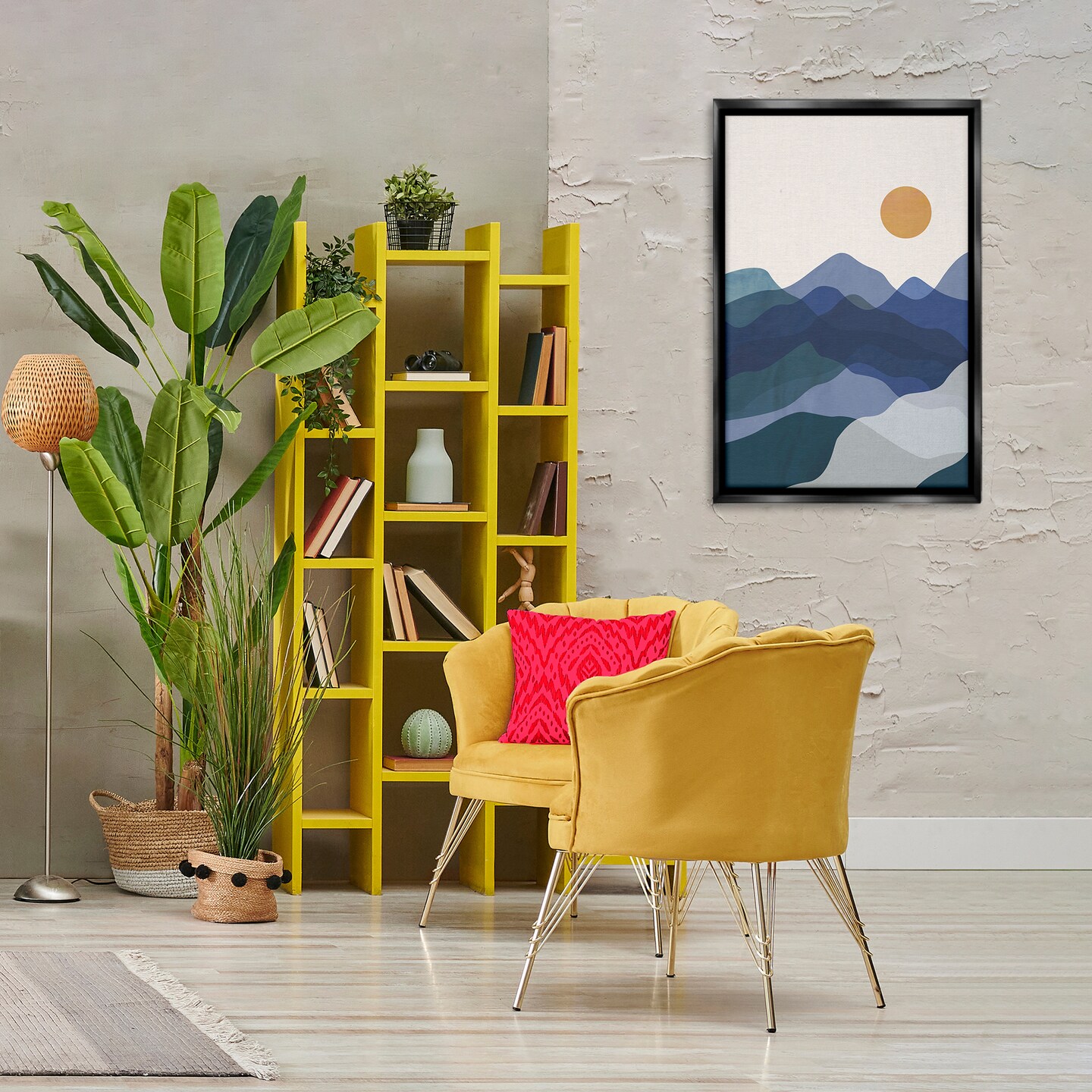 Stupell Industries Blue Layered Mountains Framed Floater Canvas Wall Art Design by JJ Design House LLC