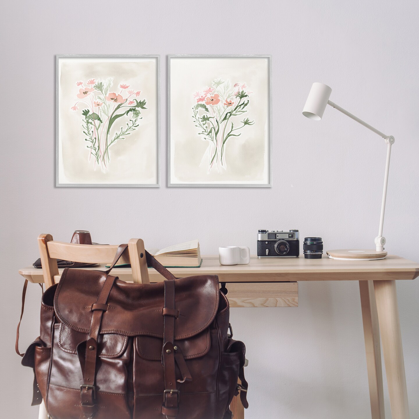 Stupell Industries Simple Watercolor Flowers 2 pc Framed Giclee Wall Art Set Design by Elizabeth Medley