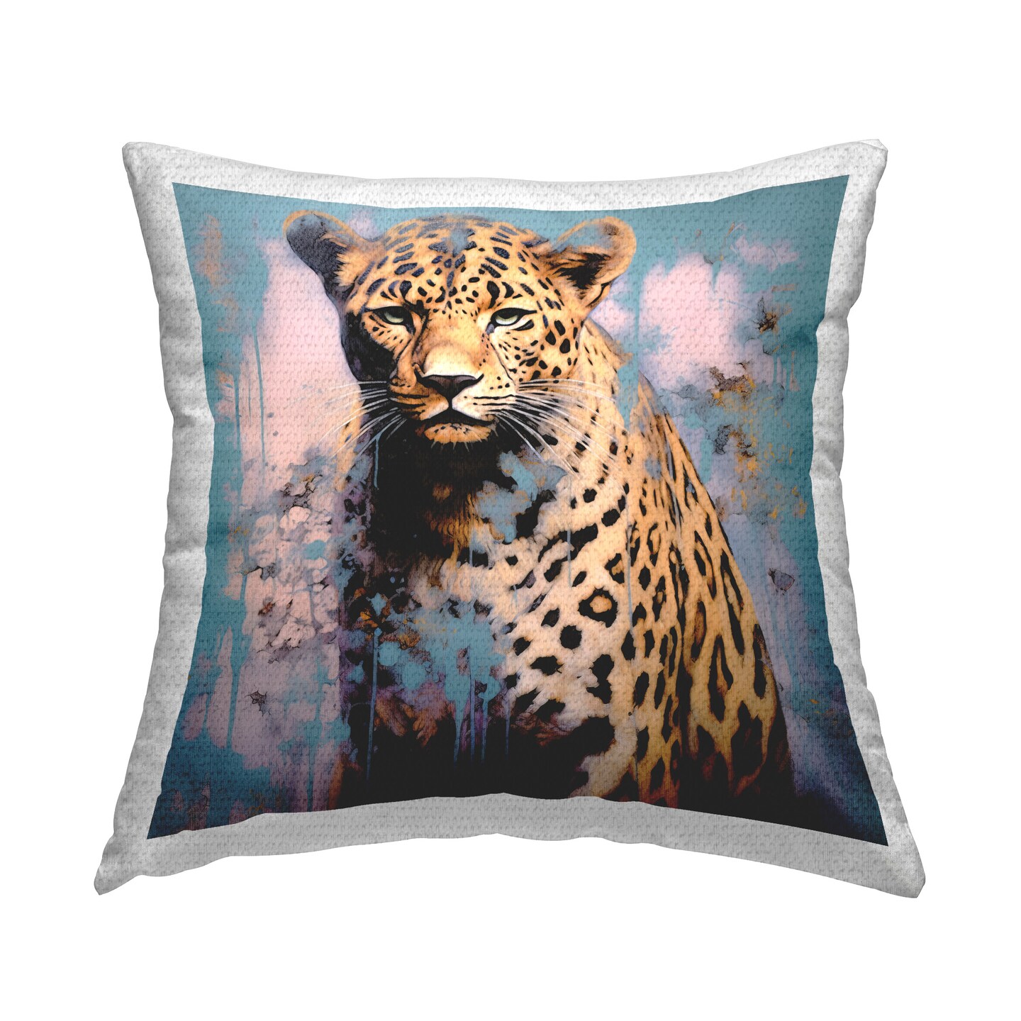 Cheetah with Modern Pattern Design by Lazar Studio Outdoor Printed Pillow 