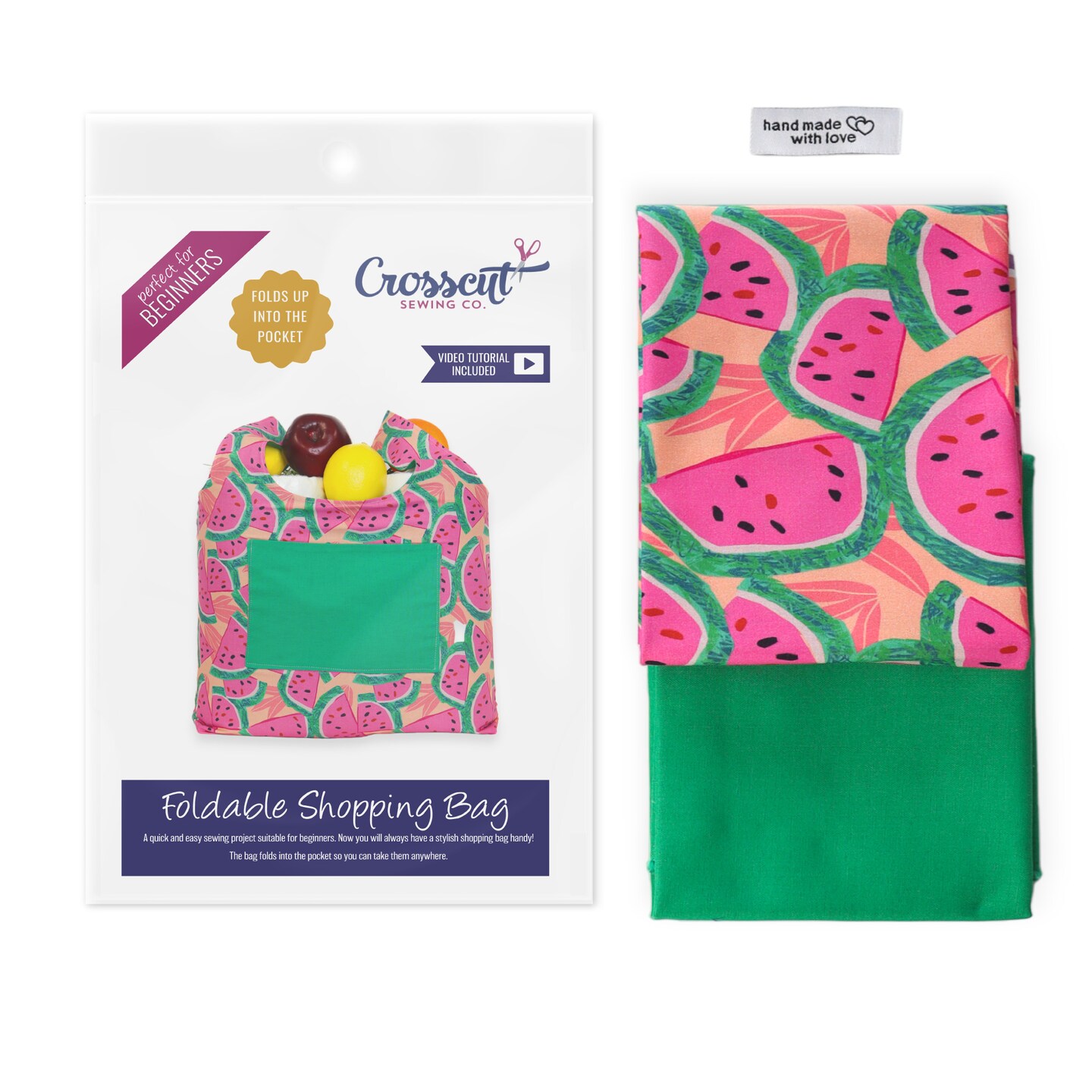 Crosscut Sewing Co.® Foldable Shopping Bag Sewing Kit - Beginner Sewing Project Kit