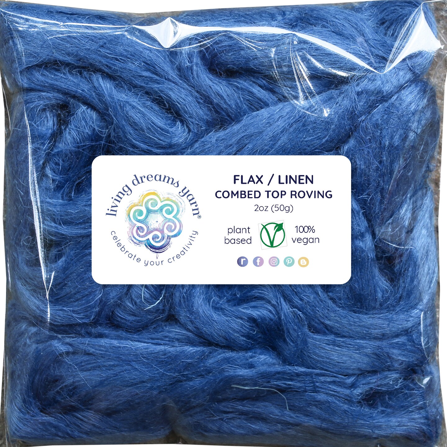 Flax/Linen - Beautifully Dyed Vivid Colors, Combed Top Roving for Spinning, Blending, Felting, Weaving.
