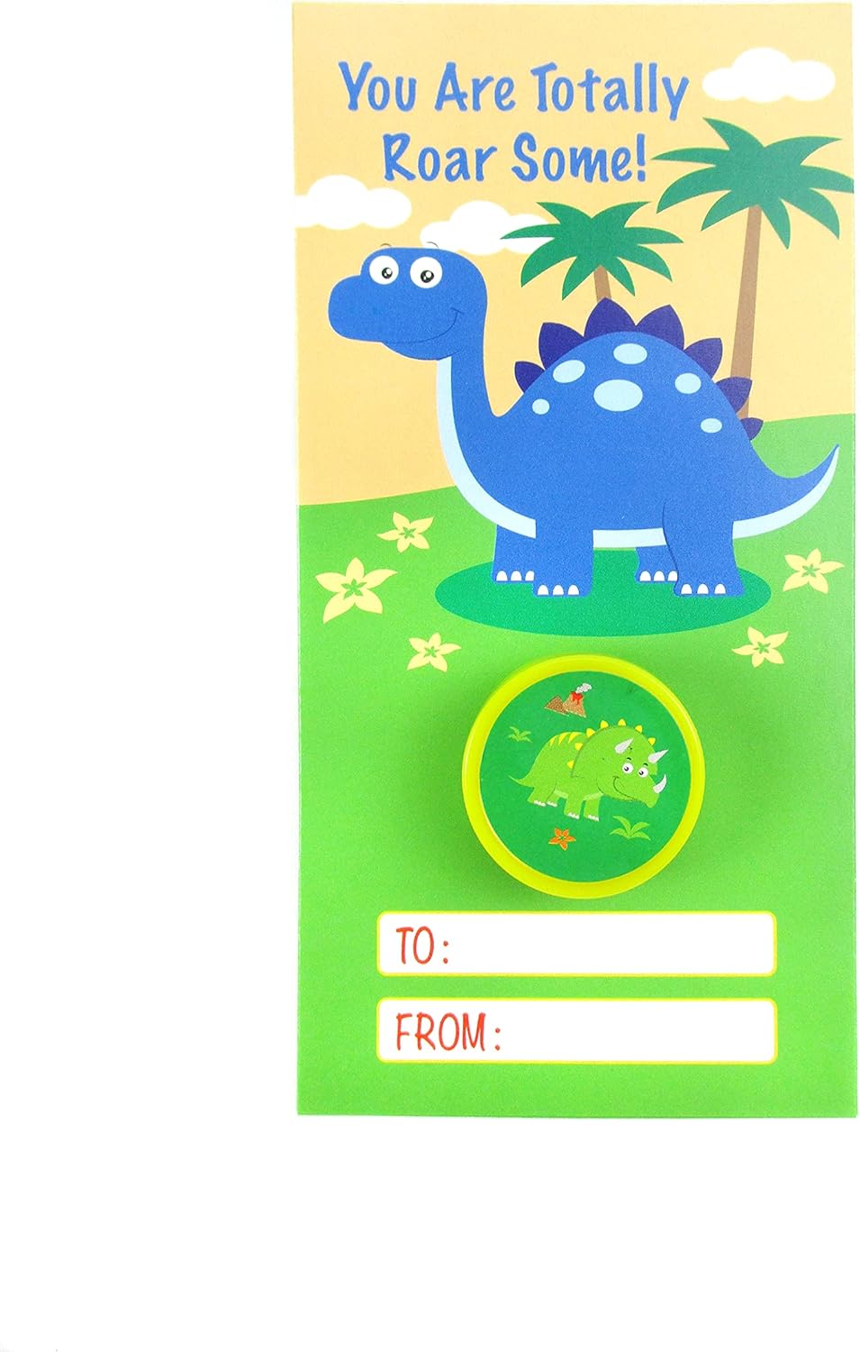 Tiny Mills 36 PACK Dinosaurs Valentine's Day Cards with Stampers for Valentine's Day Classroom Exchange Birthday Party Favor Prizes