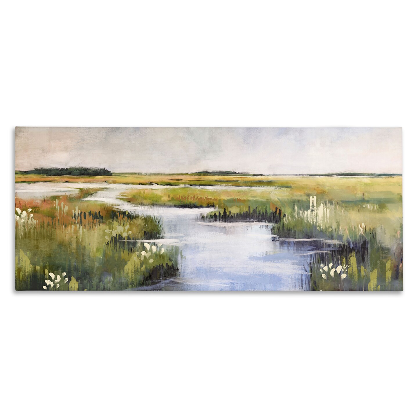 Stupell Industries River Through Marshlands Canvas Wall Art Design by Nina Blue