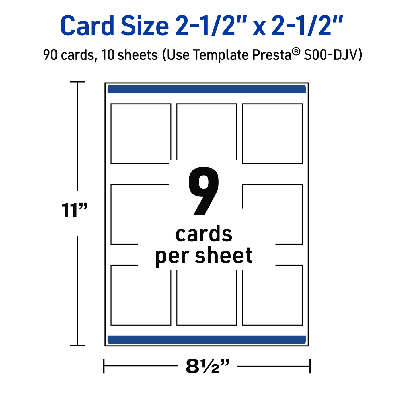 Avery Printable Square Cards, Gold-Dipped Edge, 2.5&#x22; x 2.5&#x22;, Matte White Square Cards, Laser/Inkjet, 90ct, Great for Business Cards