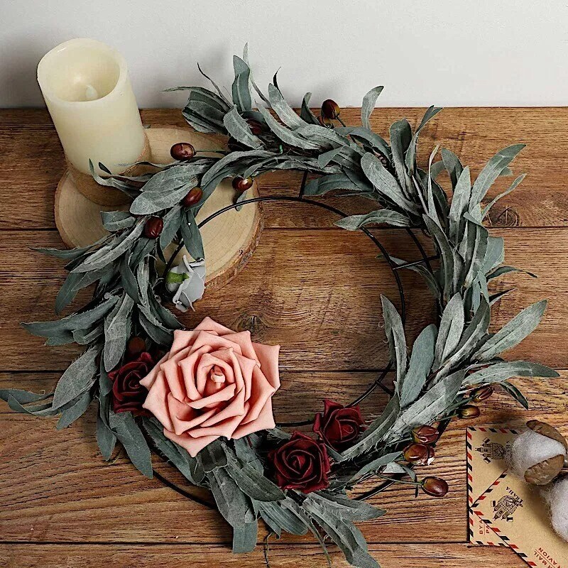 14-Inch Black Metal Round Hoop Hanging WREATH FRAME DIY Home Party Decorations