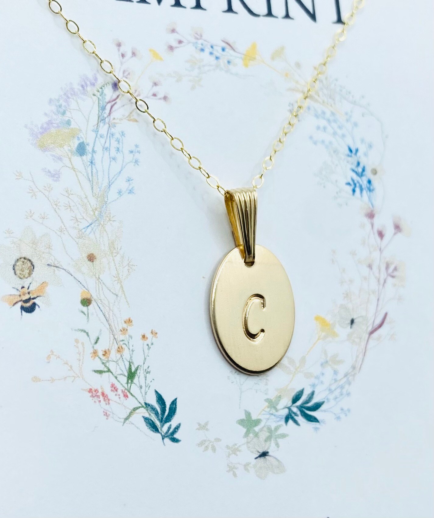 Initial Pendant Necklace, Gold Letter Necklace, Oval Initial Pendant, Custom Initial Necklace, All 14K Gold Filled 420324477614768128