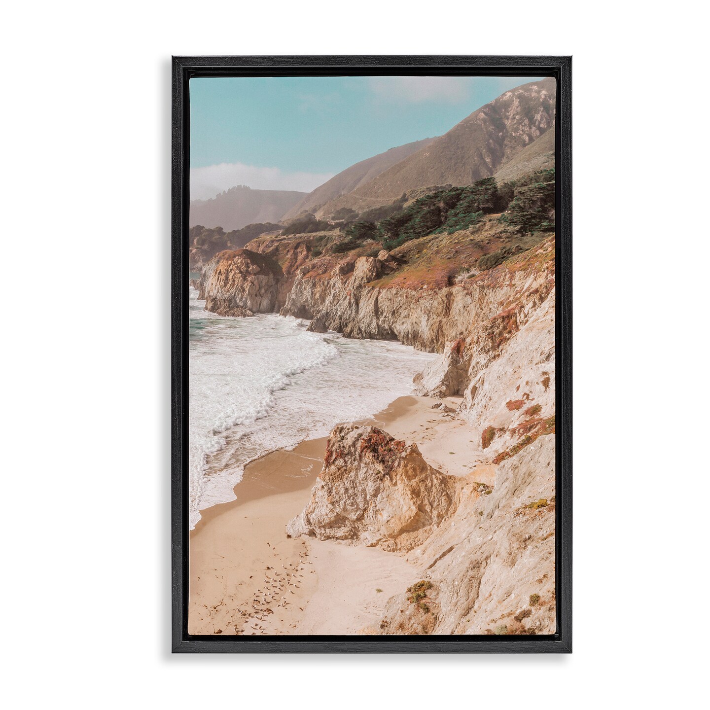 Stupell Industries Rocky Ocean Cove Framed Floater Canvas Wall Art Design by Nataly White