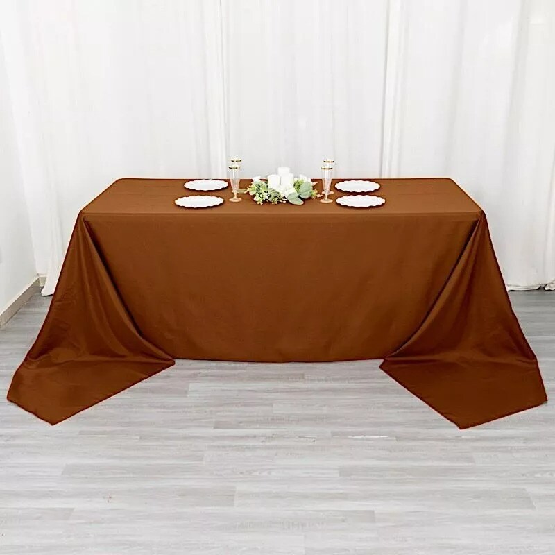 90x156-Inch Cinnamon Brown RECTANGULAR Polyester Tablecloths Reception Catering