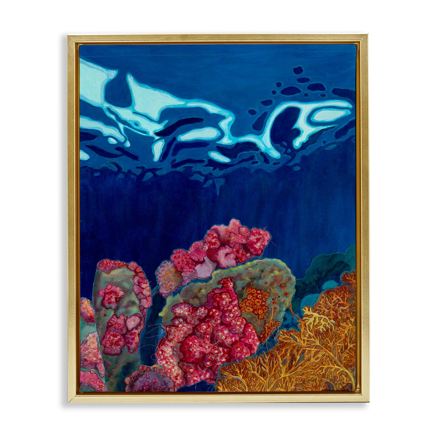 Stupell Industries Abstract Underwater Coral Framed Floater Canvas Wall Art Design by Sara Everett