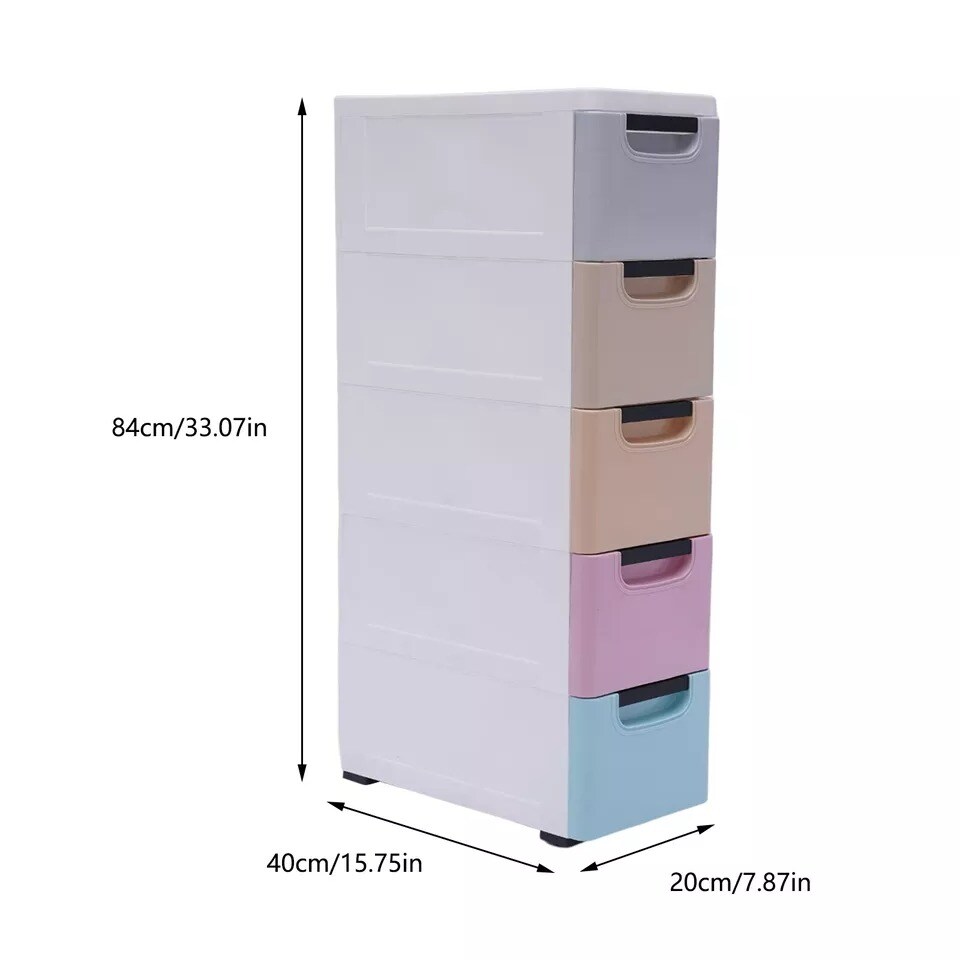 Plastic Clothes Storage Cabinet Closet Organizer Cupboard w/ 5 Drawers