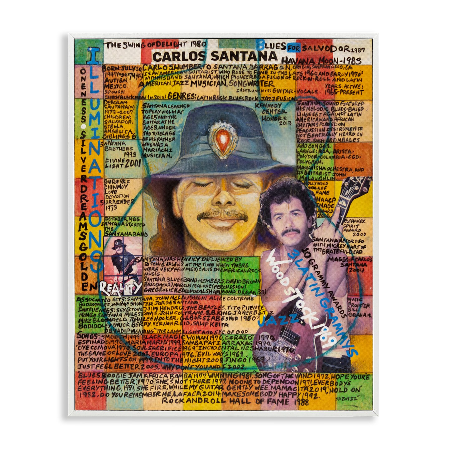 Stupell Industries Carlos Santana Collage Framed Giclee Wall Art Design by Sabin