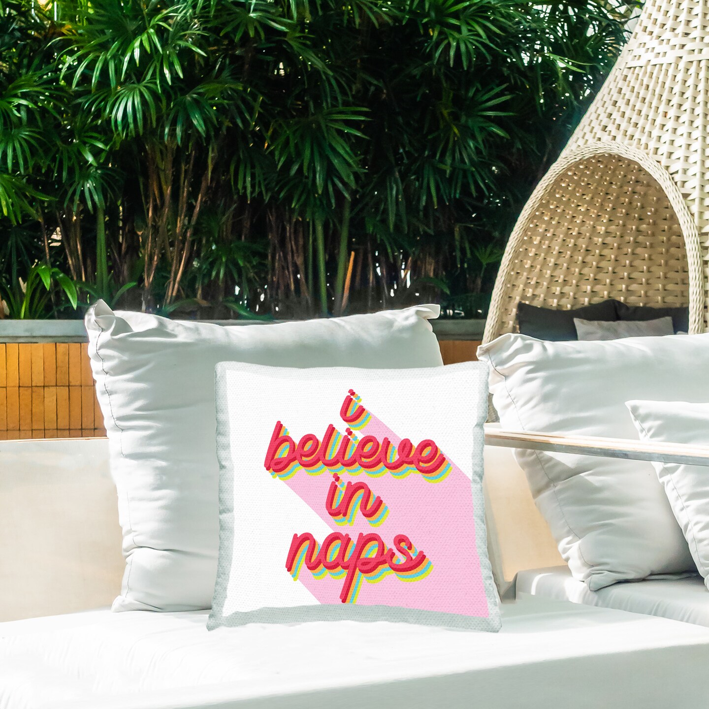 Bold Believe in Naps Design by Lil&#x27; Rue Outdoor Printed Pillow 
