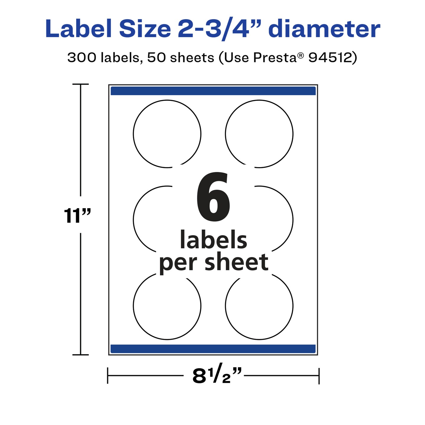 Avery Glossy White Round Labels with Sure Feed, 2.75&#x22; Diameter