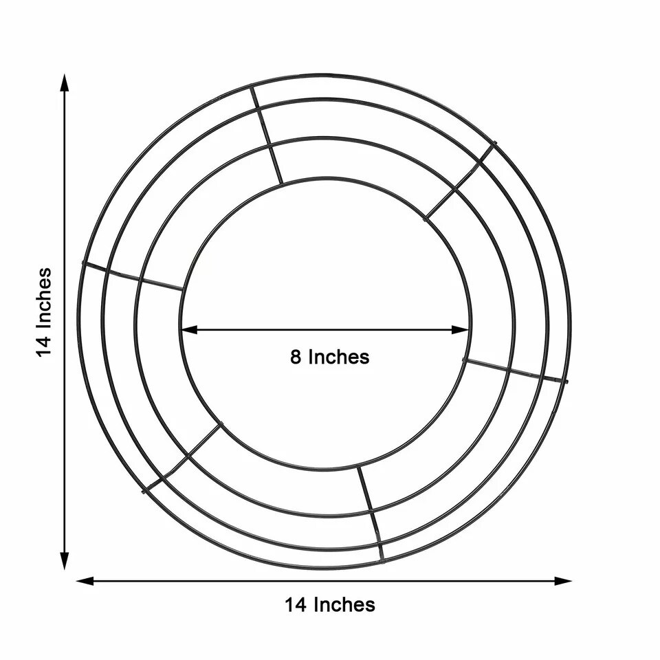 14-Inch Black Metal Round Hoop Hanging WREATH FRAME DIY Home Party Decorations
