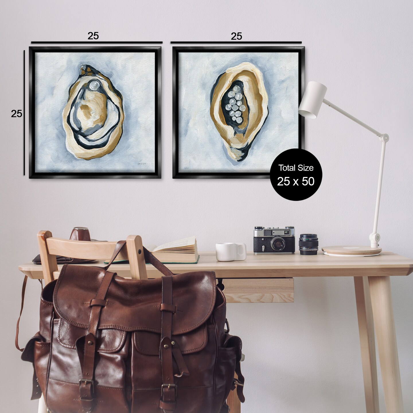 Stupell Industries Oyster with Pearls 2 pc Framed Floater Canvas Wall Art Set Design by Yvette St. Amant