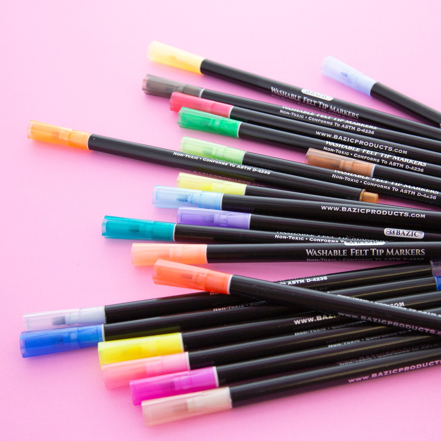 BAZIC Felt Tip Washable Markers 20 Colors