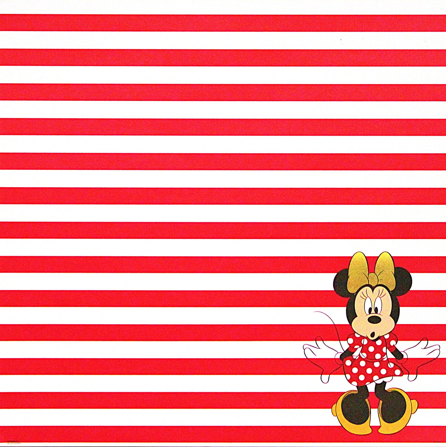 Disney Minnie Mouse Red Stripes 12x12 Scrapbook Paper