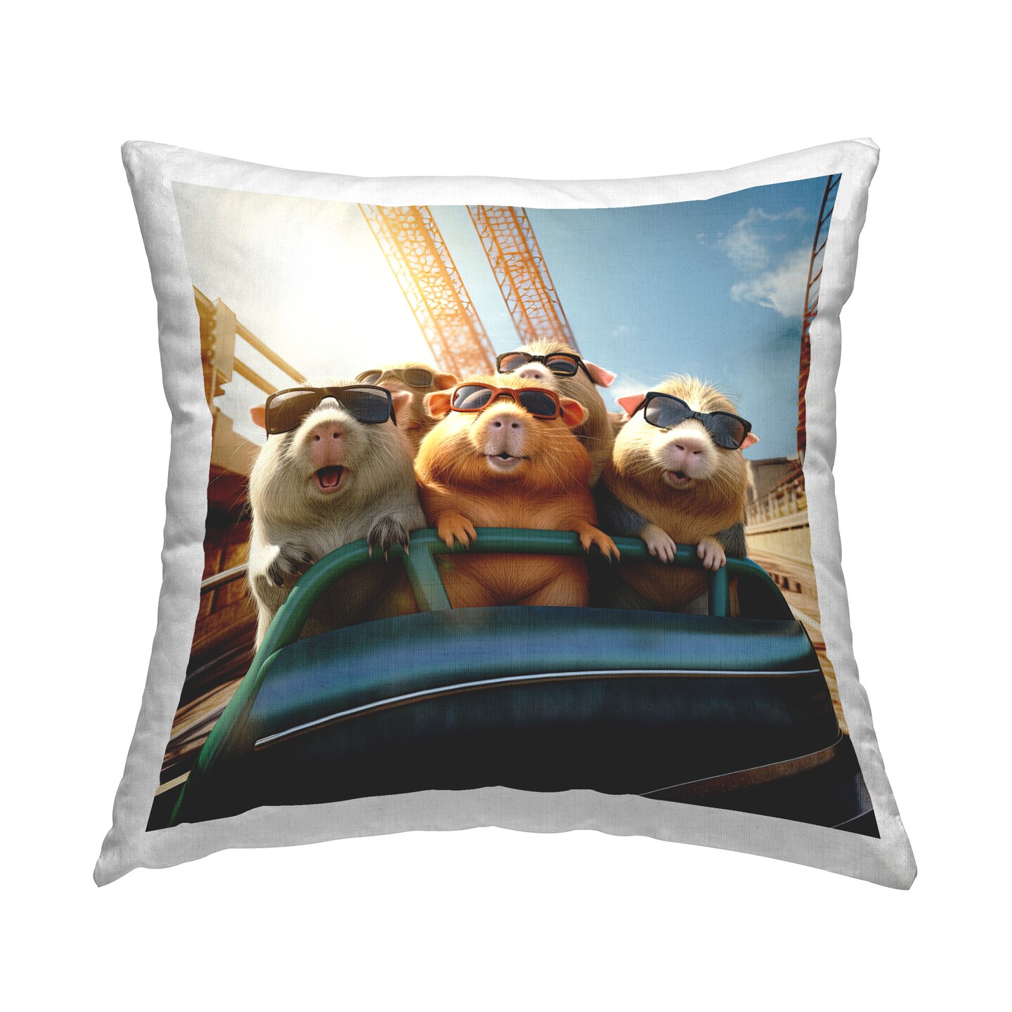 Guinea Pigs Roller Coaster Design by Jim Baldwin Throw Pillow 