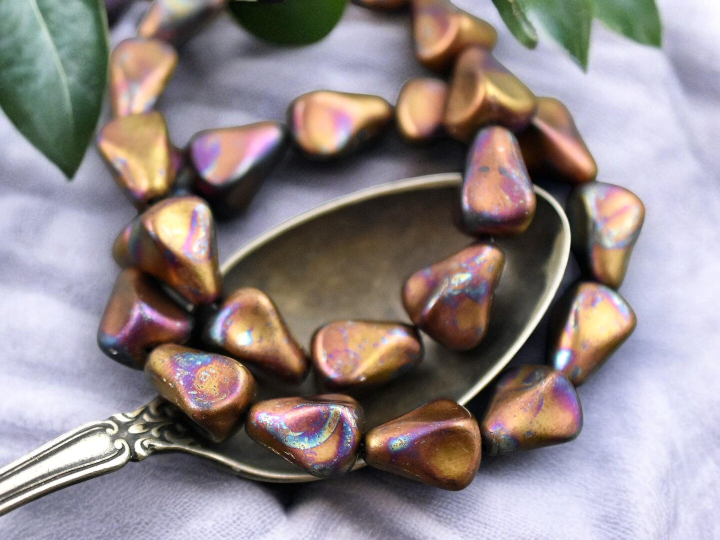 *12* 13x12mm Bronze Raku Vintage Style Drop Beads