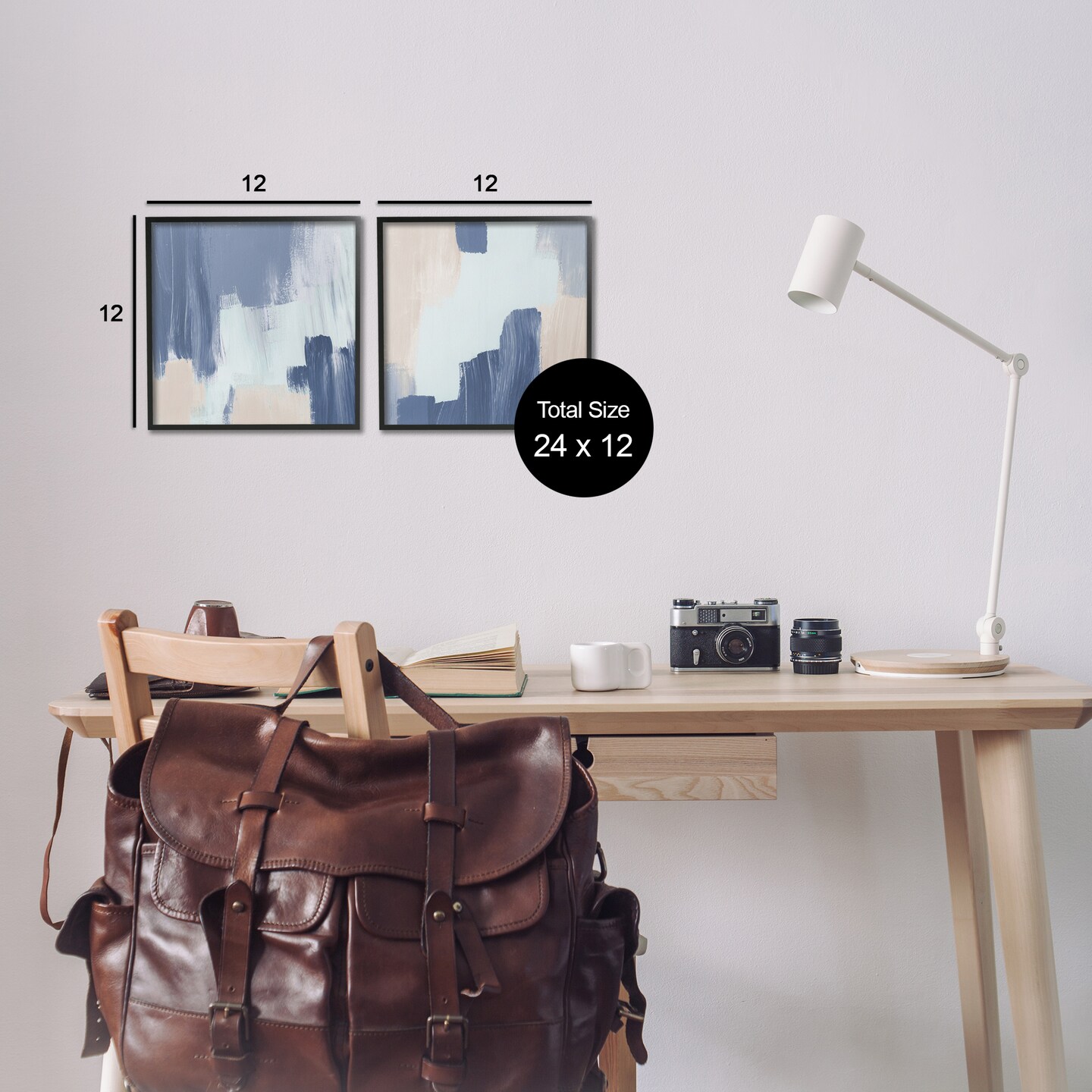 Stupell Industries Restless Blue Brush Strokes 2 pc Framed Giclee Wall Art Set Design by Lucille Price