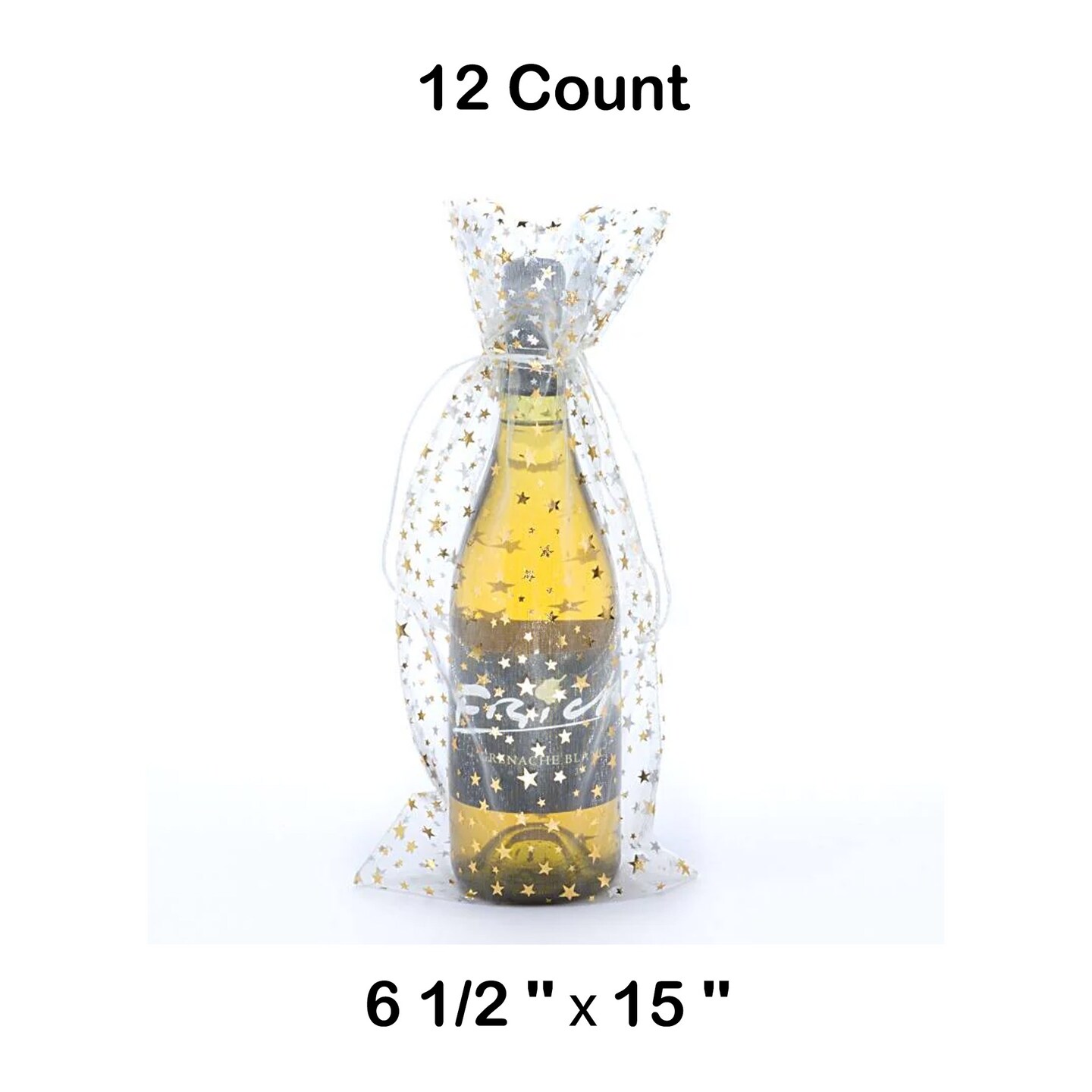 Star Print Organza Wine Bags Elegant 6.5&#x22; x 15&#x22;