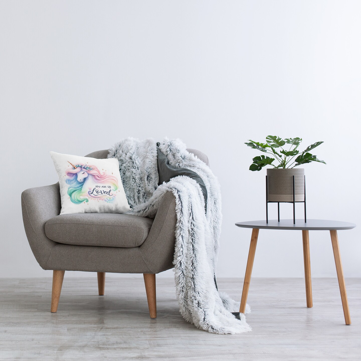 Loving Pastel Unicorn Design by Amanda Greenwood Throw Pillow 