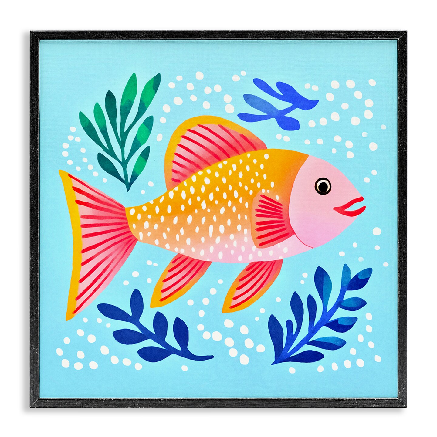 Stupell Industries Whimsical Fish &#x26; Seaweed Framed Giclee Wall Art Design by Andrea Haase