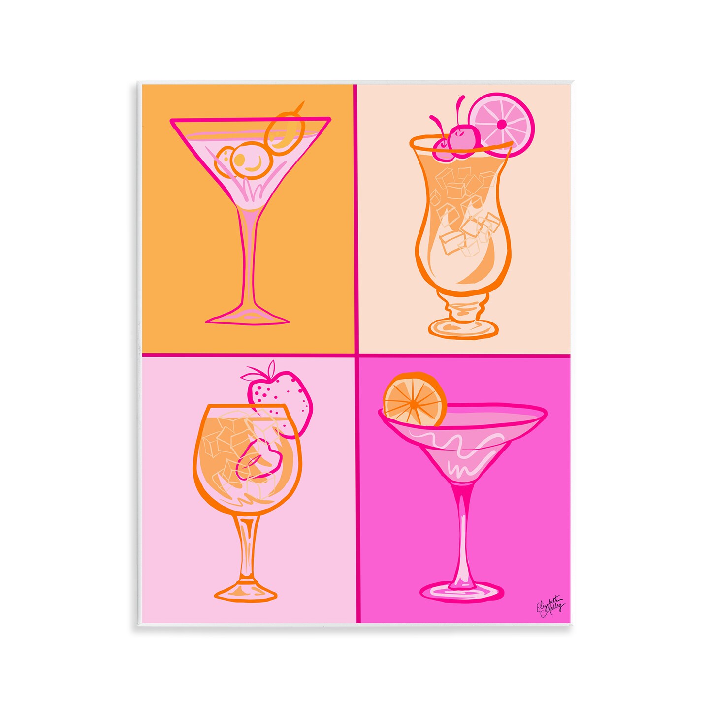 Stupell Industries Pink & Orange Cocktails Wall Plaque Art Design by Elizabeth Medley