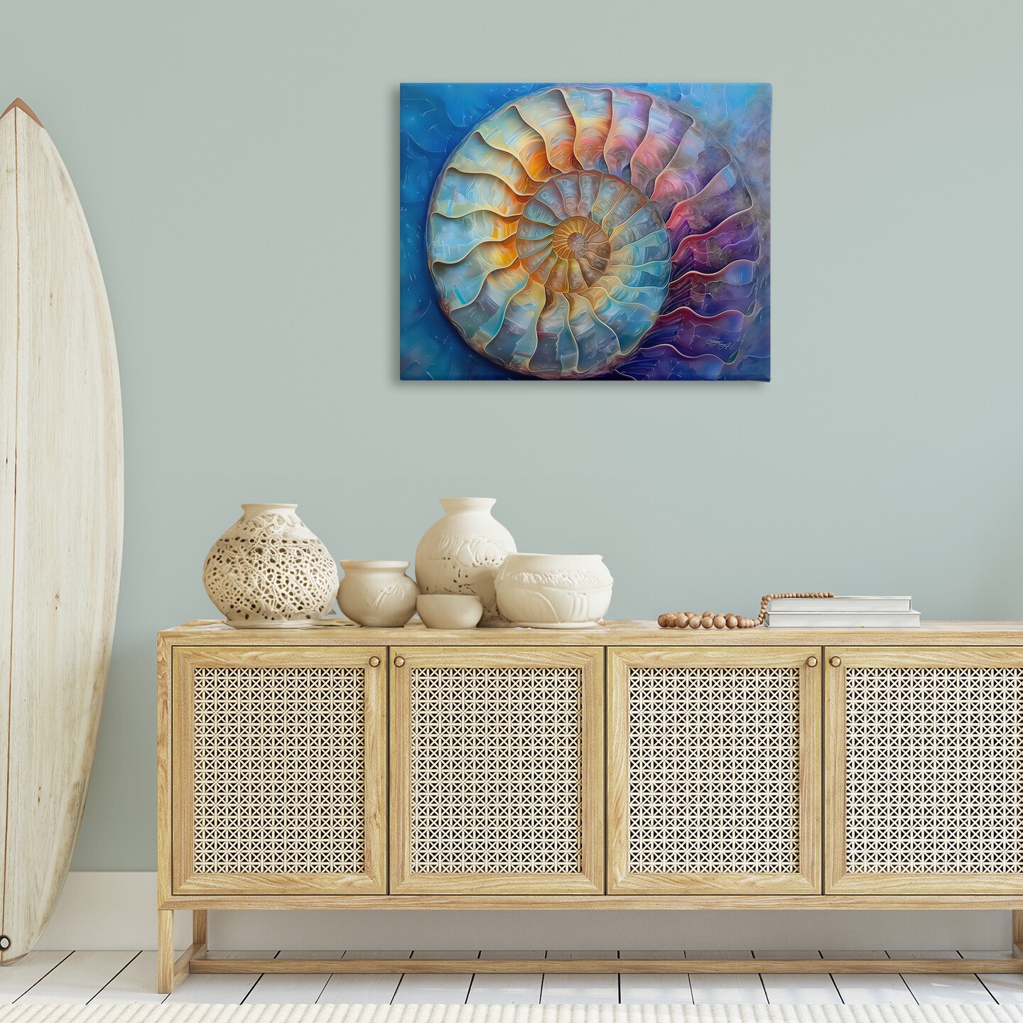 Stupell Industries Maritime Nautilus Spiral Canvas Wall Art Design by Lena Owens