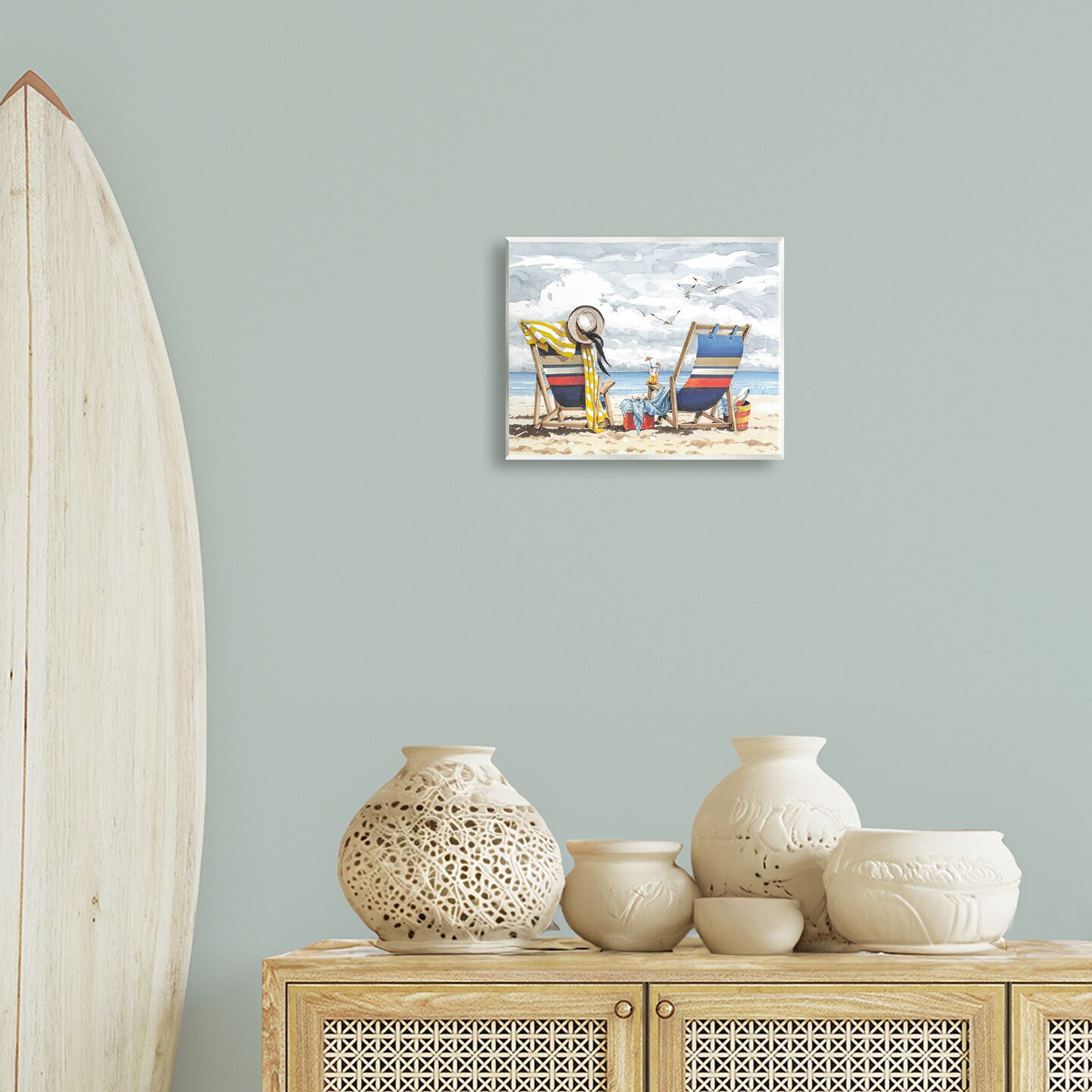 Stupell Industries Peaceful Beach Chairs Hangout Wall Plaque Art Design by John Rossini