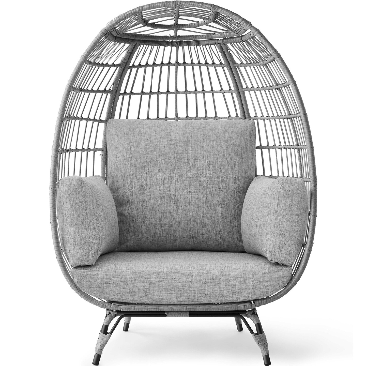 Best Choice Products Wicker Egg Chair Oversized Indoor Outdoor Patio Lounger w/ Steel Frame, 440lb Capacity