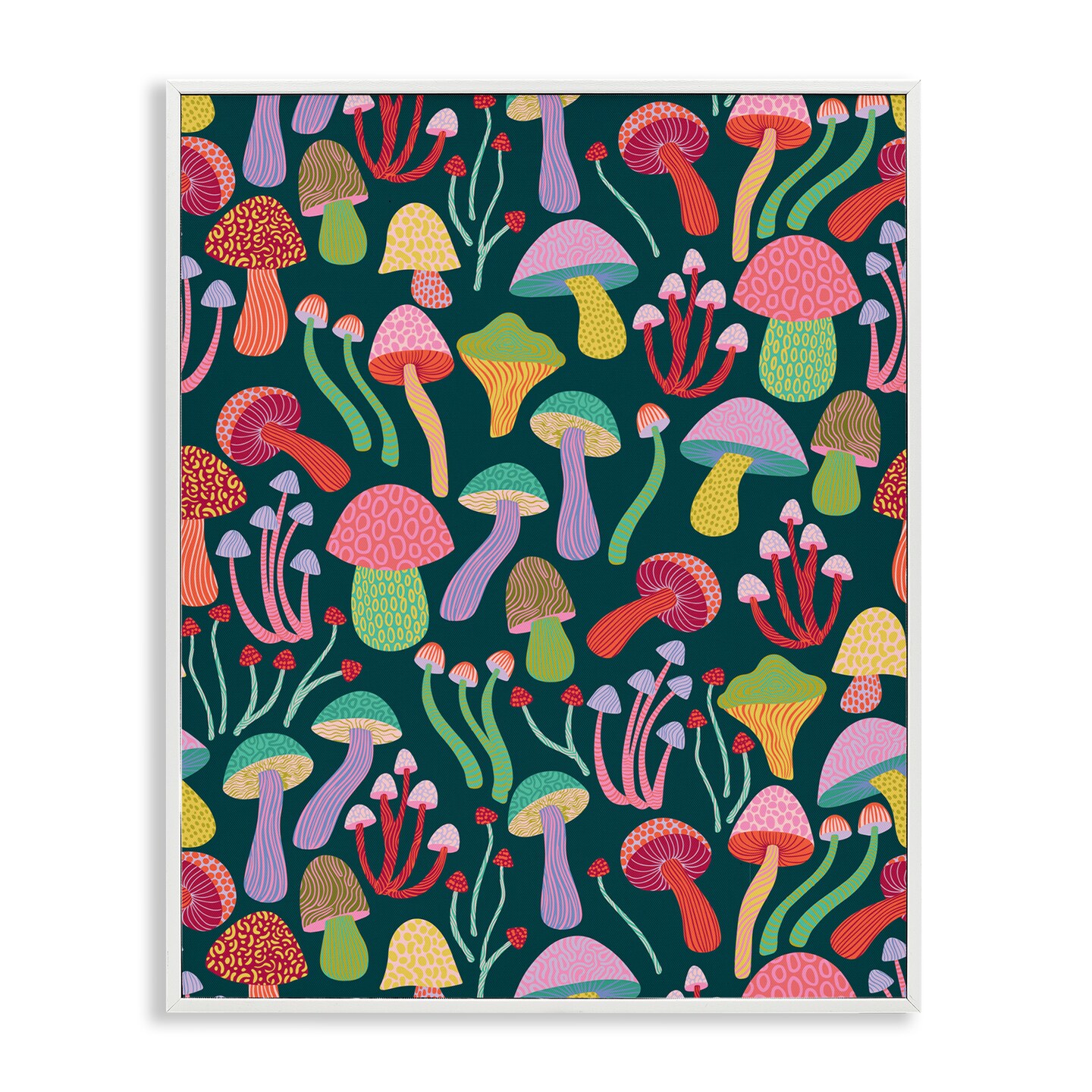 Stupell Industries Magical Times Mushrooms Framed Giclee Wall Art Design by Caroline Alfreds