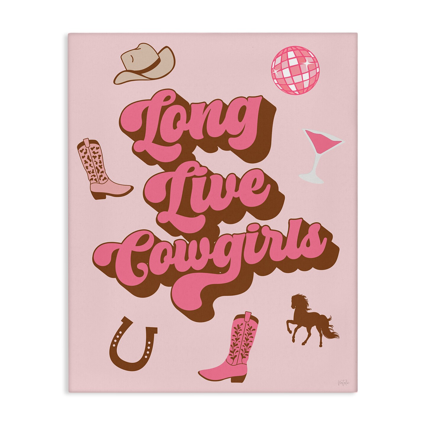 Stupell Industries Retro Long Live Cowgirls Canvas Wall Art Design by Natalie Carpentieri